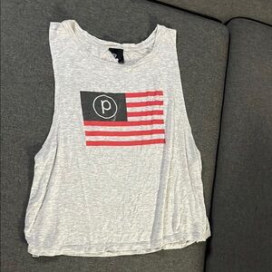 Pure barre Gray Tank with Flag Design